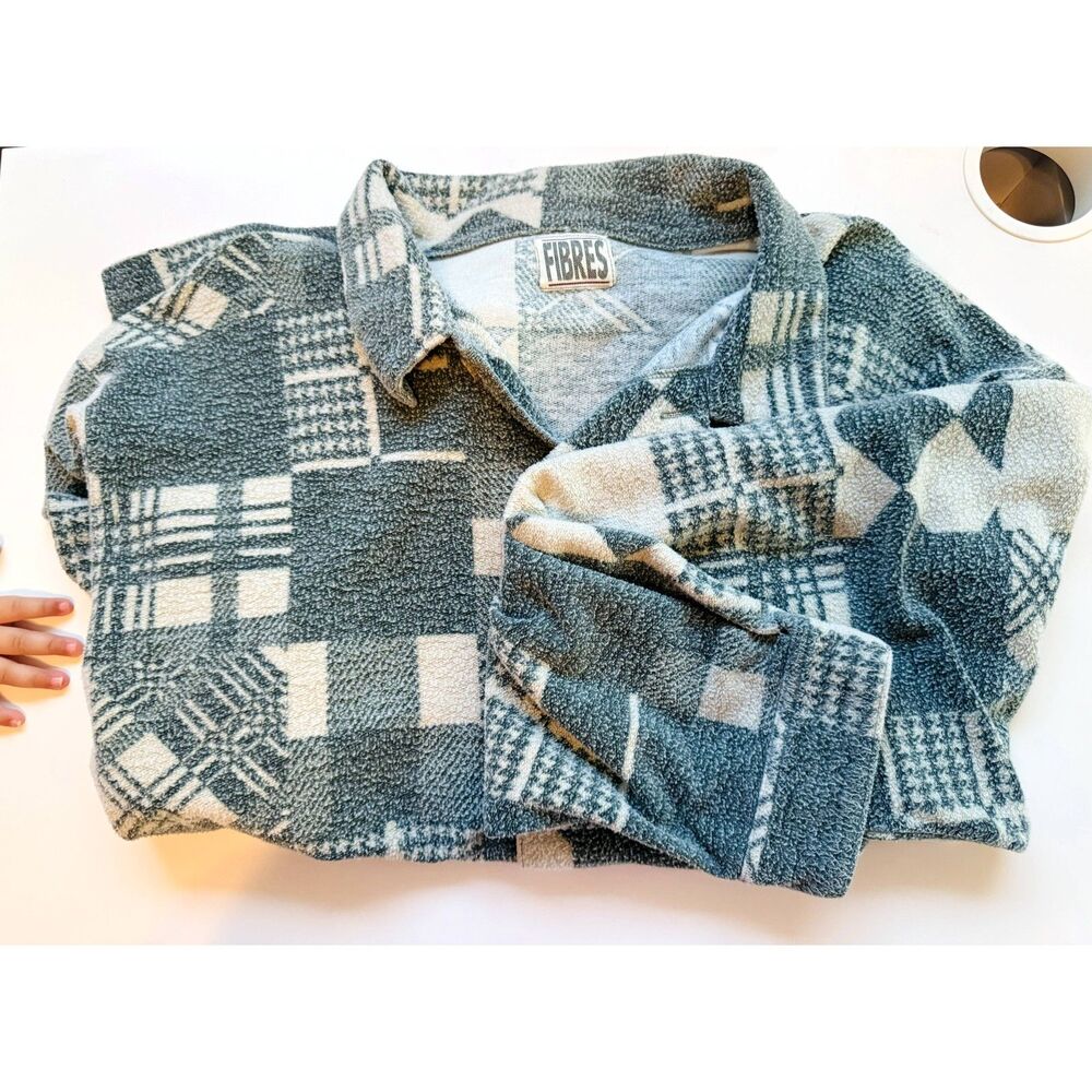 Fibres Blue Patterned Shacket Button Up Xl - image 4